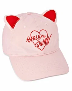 GORRA DE BÉISBOL DC COMICS BIRDS OF PREY HARLEY QUINN OREJAS DE GATO ROSA CORREA - Imagen 1 de 3