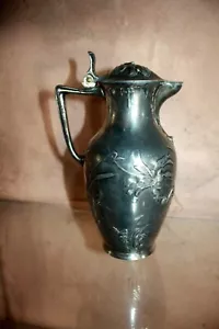 WMF Art Nouveau Silver Pewter Pourer Pitcher Frog Dragonfly Jugendstil - Picture 1 of 11