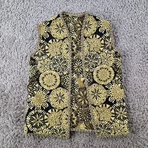 Vintage 60er Jahre Teppich Gobelin Strukturschnitt Samt Mod Retro Blumen Weste Größe L - Bild 1 von 9