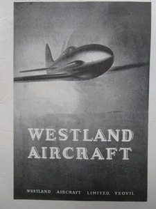8/1946 PUB WESTLAND AIRCRAFT YEOVIL FIGHTER ORIGINAL AD - Bild 1 von 1