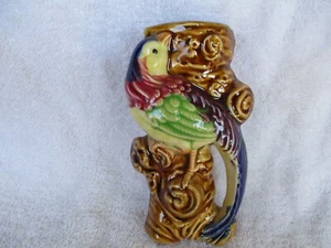 Vintage "Wall Pocket" Parrot Tropical Bird Made in Japan Colorful Planter - Picture 1 of 4