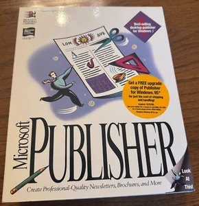 Microsoft Publisher Desktop Program 2.0 1994 3.5" Floppy Disc Vintage OPEN BOX - Picture 1 of 6