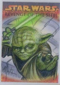 2005 Topps Star Wars Revenge of the Sith Sketch Card Monte Moore Yoda AP 1/1 - Picture 1 of 2
