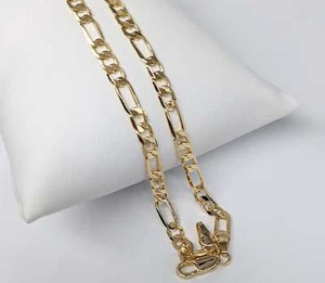 Chapado en Oro 18K Hombres Figaro 3MM 4MM 5MM 26" Cadena Collar Hip Hop Oro Cadena - Imagen 1 de 5