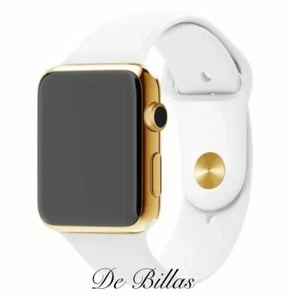 24K Gold Plated 42MM Apple Watch SERIES 3 with White Sport Band GPS+CELLULAR - Picture 1 of 5