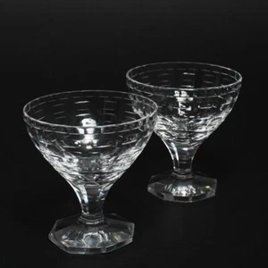 PAIR OF (2) ORREFORS SWEDEN "ORR37" CUT PANEL CRYSTAL CHAMPAGNE COUPES, 4.25" - Picture 1 of 4