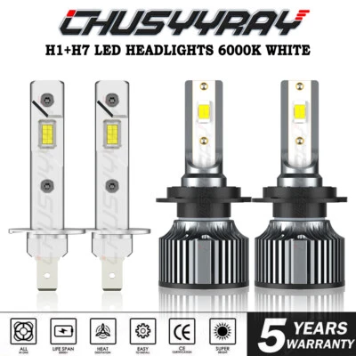 4x For Hyundai Sonata 2000-2008 H7 & H1 LED Headlight Combo 6500K White Bulbs - Image 1 of 4