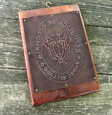 古董铜/黄铜共和国哥伦比亚密封印刷印刷版展示 — 第 1/4 张图片