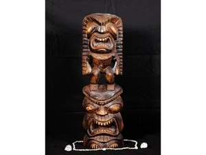 LARGE 24" Hawaiian STACKED TIKI KANALOA & LONO - Tropical Decor. Great Gift!! - Picture 1 of 3