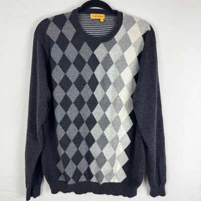 Tricots St Raphael Sweater Men’s L 100% Cashmere Argyle Pullover Academia- Flaw - Image 1 of 4