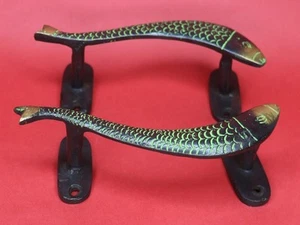 Fish Shape Victorian Repro Handcrafted Brass Wardrobe Almirah Door Pull Handles - Picture 1 of 9