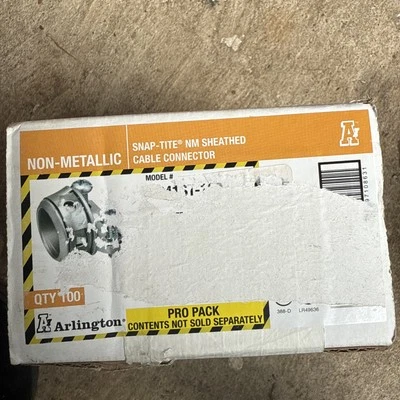 Conector forrado Arlington Snap Tite Nm 3/8 pulgadas Pack de 100 Foto 1 de 3