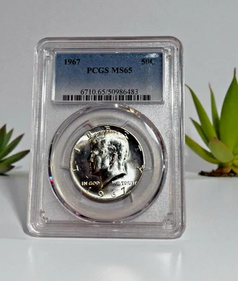 1967 Kennedy Half Dollar 40% Silver 50C PCGS MS65, 11/13/25, FREE SHIPPING - Image 1 of 2