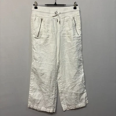 Athleta Women Cabo Linen Wide Leg Pants Size 4P 4 Petite White C029 -26 - Image 1 of 4