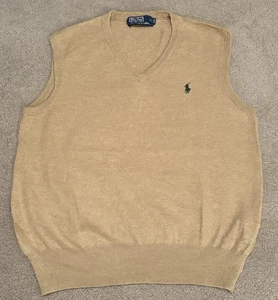 Herren Ralph Lauren Polo Tank Top Beige 100% Merinowolle Größe M - Bild 1 von 6