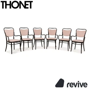 6er Stuhl-Garnitur Thonet Bois Brun Foncé Rose Vieilli Set Coffee House - Picture 1 of 12