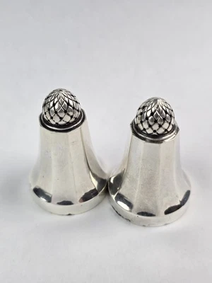 Salero Pimentero Vintage Georg Jensen Plata Esterlina Dinamarca Bellota Top Foto 1 de 4