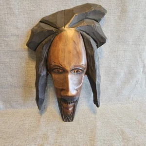 Jamaican Vintage Hand-Carved & Crafted Rastafarian Man Wood Sculpture - Picture 1 of 5