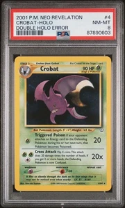 Pokemon 2001 PSA 8 NM-MINT Crobat Double Holo Error Neo Revelation 4 Card - Picture 1 of 2