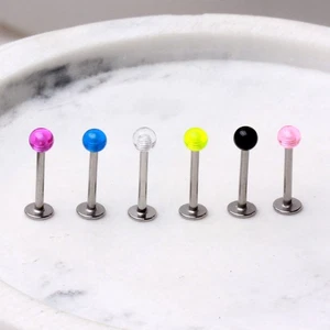 316L Surgical Steel Labret / Monroe with a UV Coated Acrylic Ball - Picture 1 of 4