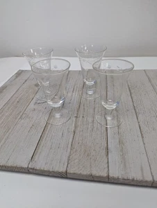 Set Of 4 Juice Glasses Vintage Etched Ivy Pattern with Dots 3 3/4" Tall - Picture 1 of 7