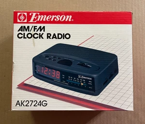 Emerson AM/FM Clock Radio Model AK2724G – Dual Alarm LED Display – New in Box - Picture 1 of 6
