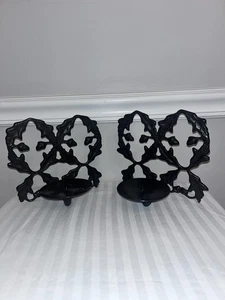 Pottery Barn Metall Wandlampen Blatt Kerze Wand oder freistehend braun schwarz X2 - Bild 1 von 10