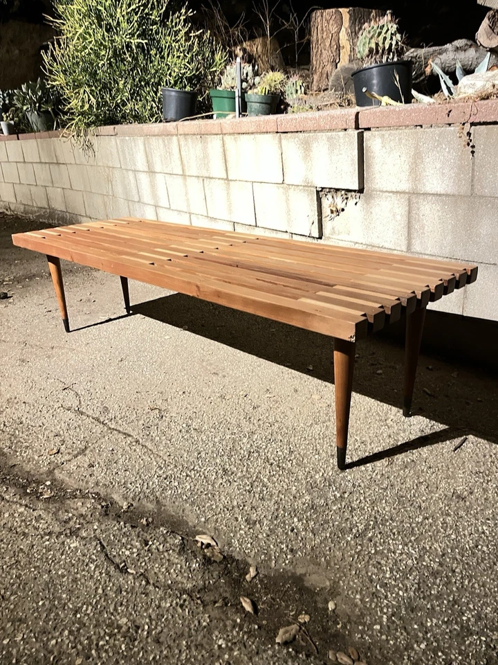 VTG - 1957 Mid Century - Cedar Slat Bench - Restored - Image 1 of 4
