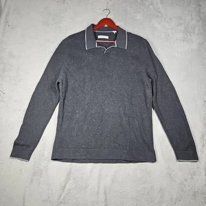 Tommy Bahama Seidenmischung Polo Pullover lang Slv Point Strick anthrazit grau Gr. XL - Bild 1 von 16