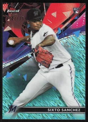 2021 Topps Finest Aqua Shimmer Refractor #47 Sixto Sanchez /175 Miami Marlins - Image 1 of 2