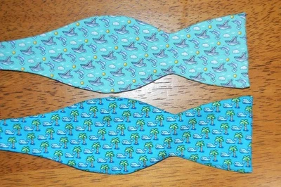 2 领带套装 ~ USA Vineyard Vines 可调 S - XL 图案 100% 真丝领结 y6j3 — 第 1/4 张图片