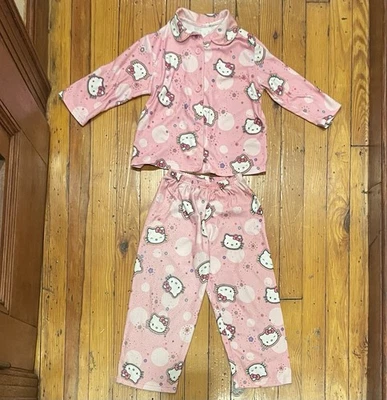Juego de pijama vintage 2005 Hello Kitty niños rosa dos piezas poliéster talla XS (4/5) Foto 1 de 4