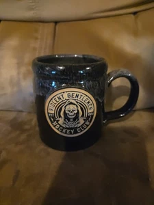Deneen Pottery Violent Gentlemen Hockey Club Coffee Mug Skeleton Logo Drip Glaze - Picture 1 of 4