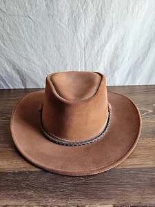 Kakadu Traders Australia Brown Leather Hat XXL Aussie Outback Fedora - Picture 1 of 10