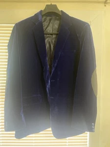 Men’s Velvet Dress Coat Separate- Custom Made Adam Wears - Size Large Royal Blue - Picture 1 of 4