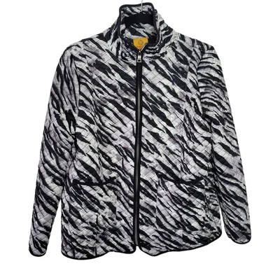 Ruby Rd Zebra Quilted Full Zip Collared Jacket Women Sz Small Petite - Image 1 of 4