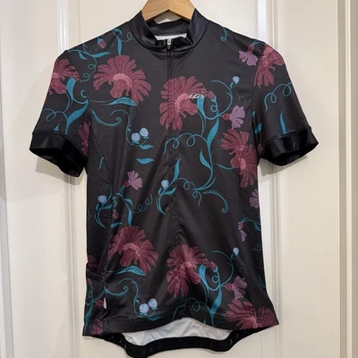 Jersey de ciclismo Louis Garneau Art Factory negro púrpura verde azulado flores cremallera completa talla M Foto 1 de 4