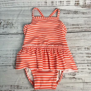 Moon and Back by Hanna Andersson Girls' 6-12M 1-Piece Swimsuit Coral Stripe NWOT - Picture 1 of 8