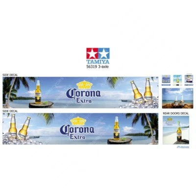 56302 56319 Tamiya 1/14 Scale CORONA EXTRA Reefer Box Trailer Decals Beer ROOF - Image 1 of 3
