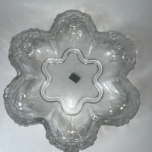 Frutero floral de vidrio transparente y esmerilado de colección Mikasa 10,5" Alemania con pegatina - Imagen 1 de 5