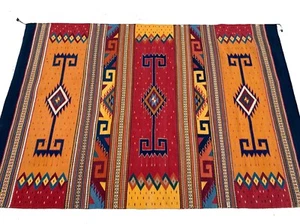 Woven Area Rug 5x8 ft Geometric Mexican Tapestry Natural Dyed Wool Zapotec Rug - Picture 1 of 14