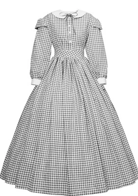 Civil War Women's Victorian Dress Light Brown Plaid Dress Ball Dress - Image 1 of 4