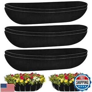 Riare 6 Pack 30 Inch Black Felt Window Box Liners- Fabric Trough Planter Bask - Picture 1 of 5