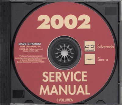 2002 Silverado Sierra Tienda Manual Juego CD Chevy Camioneta GMC Servicio Repair - Imagen 1 de 3