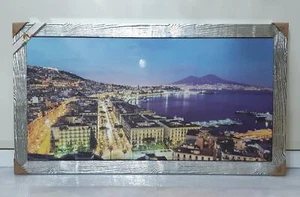QUADRO MODERNO VESUVIO CORNICE ARGENTO IN LEGNO - Imagen 1 de 4