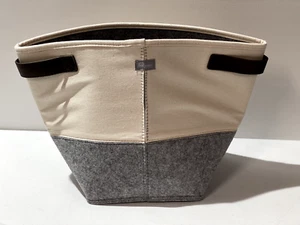 Felt Storage Bin NATURAL W/ BRUSHED WHISPER GREY - AH64 New - Picture 1 of 6
