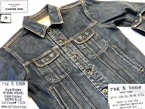 RAG & BONE STD.ISSUE $395 DENIM TRUCKER JACKET COTONE MADE IN USA PETTO = 42" TAGLIA M - Foto 1 di 17