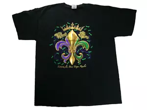 Camiseta francesa/cajún de finales de 2000 Mardi Gras 'Let The Good Times Roll', talla grande - Imagen 1 de 13