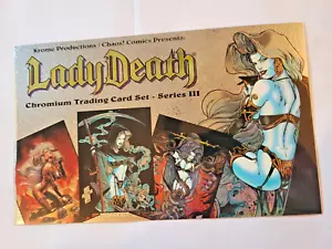 1996 Lady Death Chromium III Oversized Promo Trading Card Chaos Comics - Foto 1 di 2