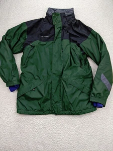 Columbia Interchange Waterproof Jacket Mens L Green Black 3 in 1 Hooded - Picture 1 of 15